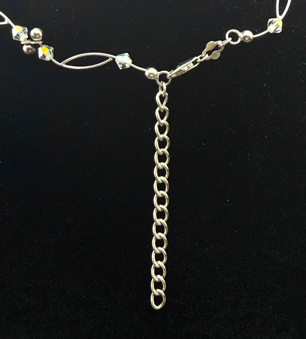 Vintage Unique Link and Faceted Beads Necklace with Extension Chain