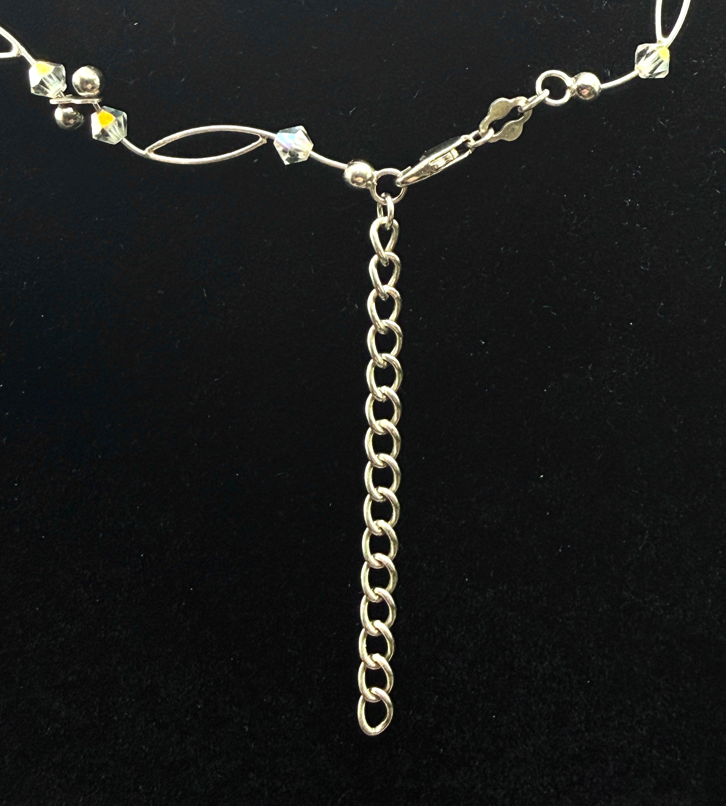 Vintage Unique Link and Faceted Beads Necklace with Extension Chain