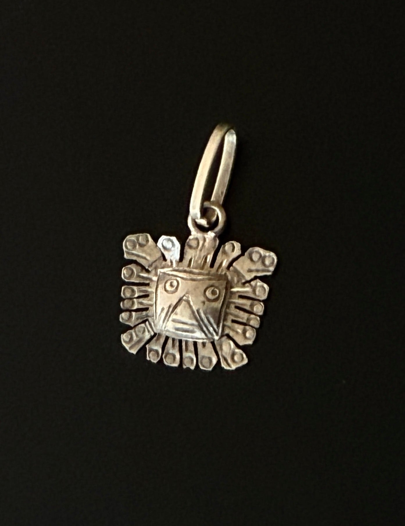 Vintage Handmade Silver Aztec Mask Charm/Pendant