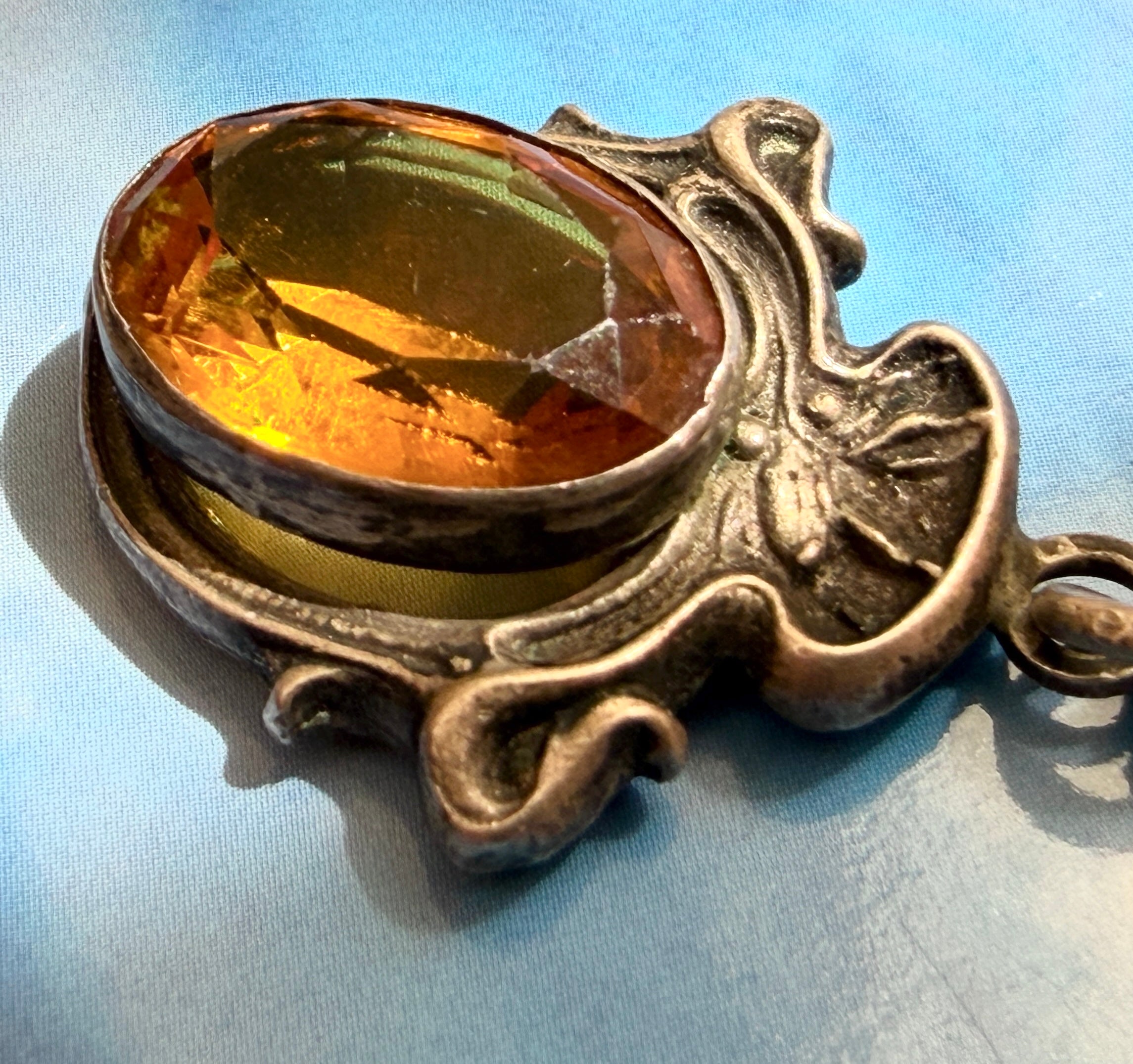 Vintage Art Nouveau Style Imitation Citrine Charm