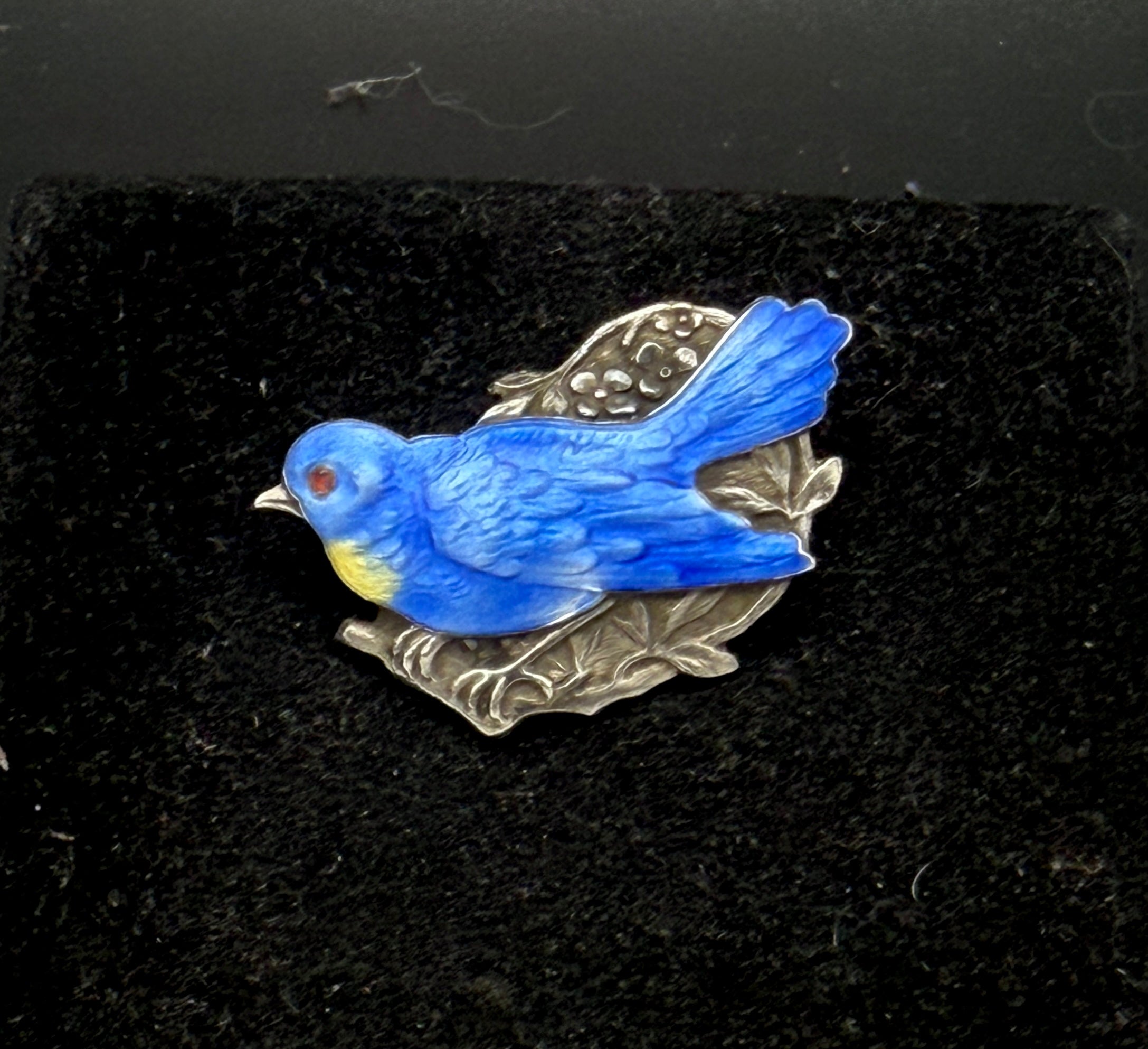 Paye & Baker - Vintage Bluebird Sterling Silver Enameled Brooch