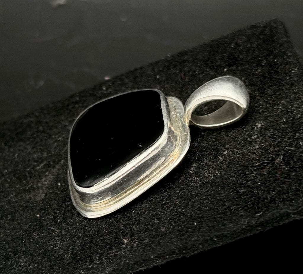 Vintage Obsidian Sterling Silver Pendant