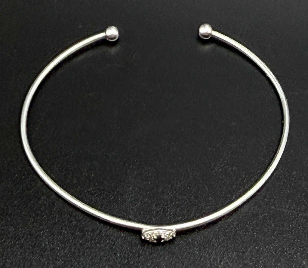La Soula - Vintage Sterling Silver Sapphire and Diamonds Evil Eye Cuff Bracelet