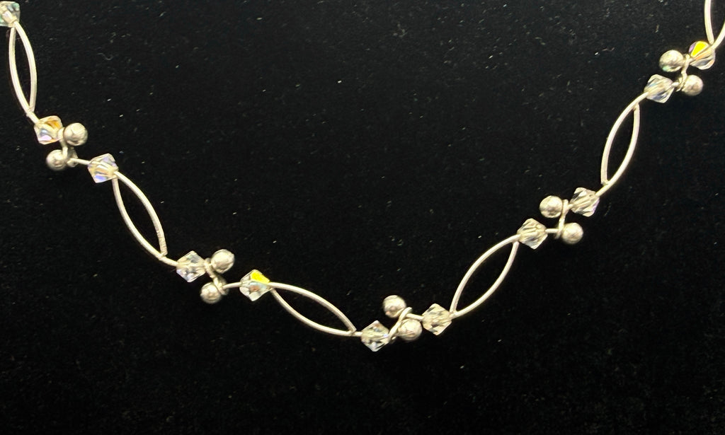 Vintage Unique Link and Faceted Beads Necklace with Extension Chain