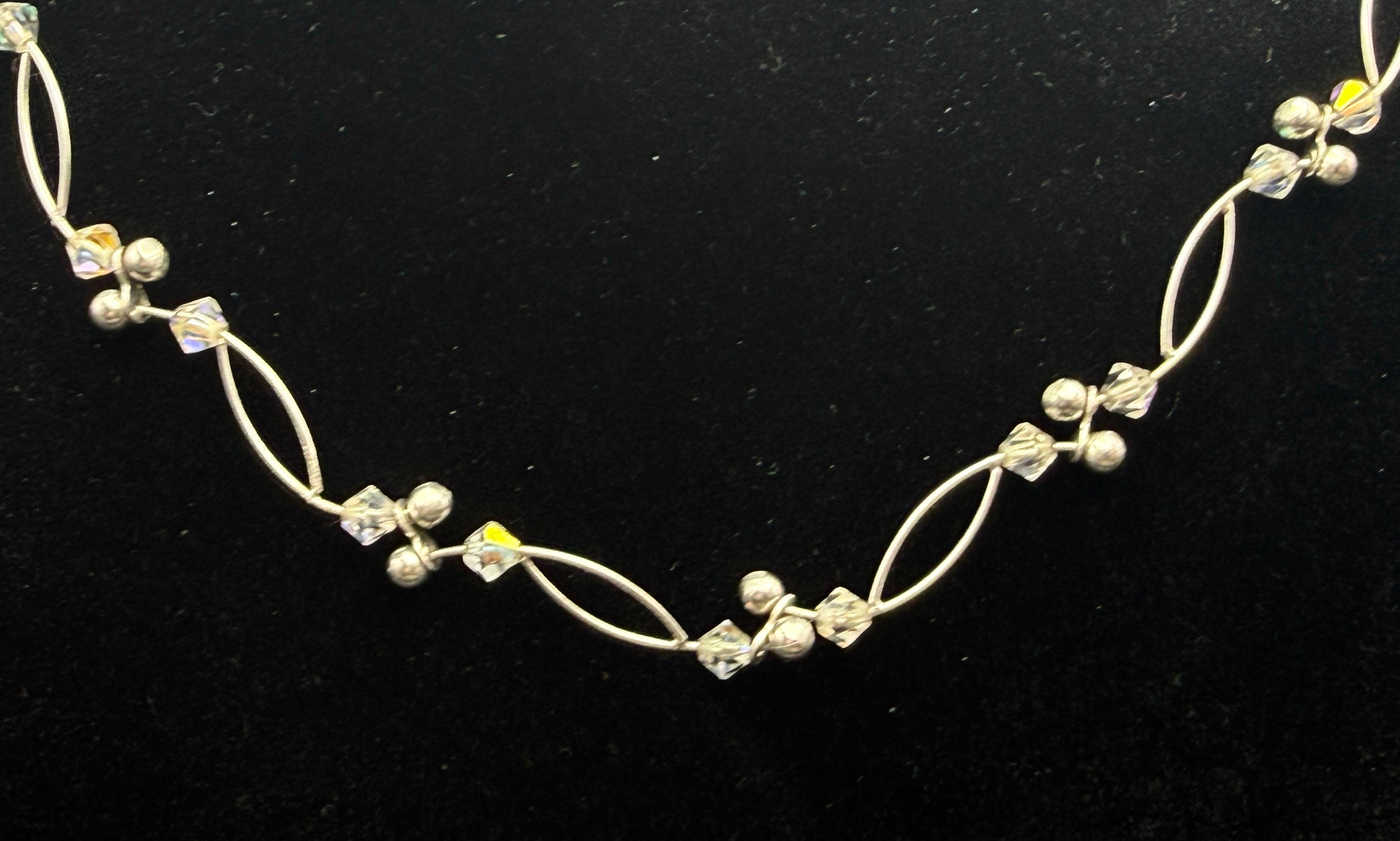 Vintage Unique Link and Faceted Beads Necklace with Extension Chain
