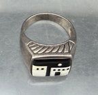 Vintage Handcrafted Sterling Silver Inlaid Pueblo "Storyteller" Ring - Size 10.75