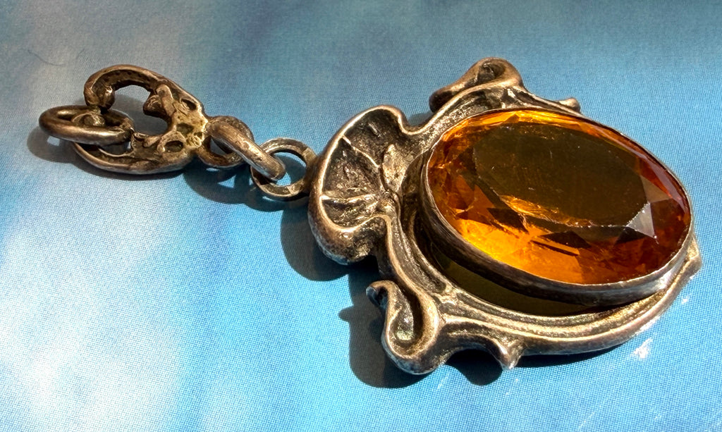Vintage Art Nouveau Style Imitation Citrine Charm
