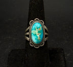 Vintage Handmade Turquoise Sterling Silver Ring - Size 7.25
