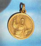 Vintage Sweet Heart of Jesus and Virgin Mary Brass Charm