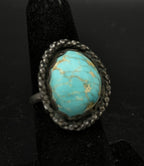 Vintage Handmade Turquoise Sterling Silver Ring - Size 5.5
