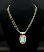 Joseph Esposito - Vintage Multi Chain Abalone Shell Snap On Pendant Sterling Silver Necklace - 17"