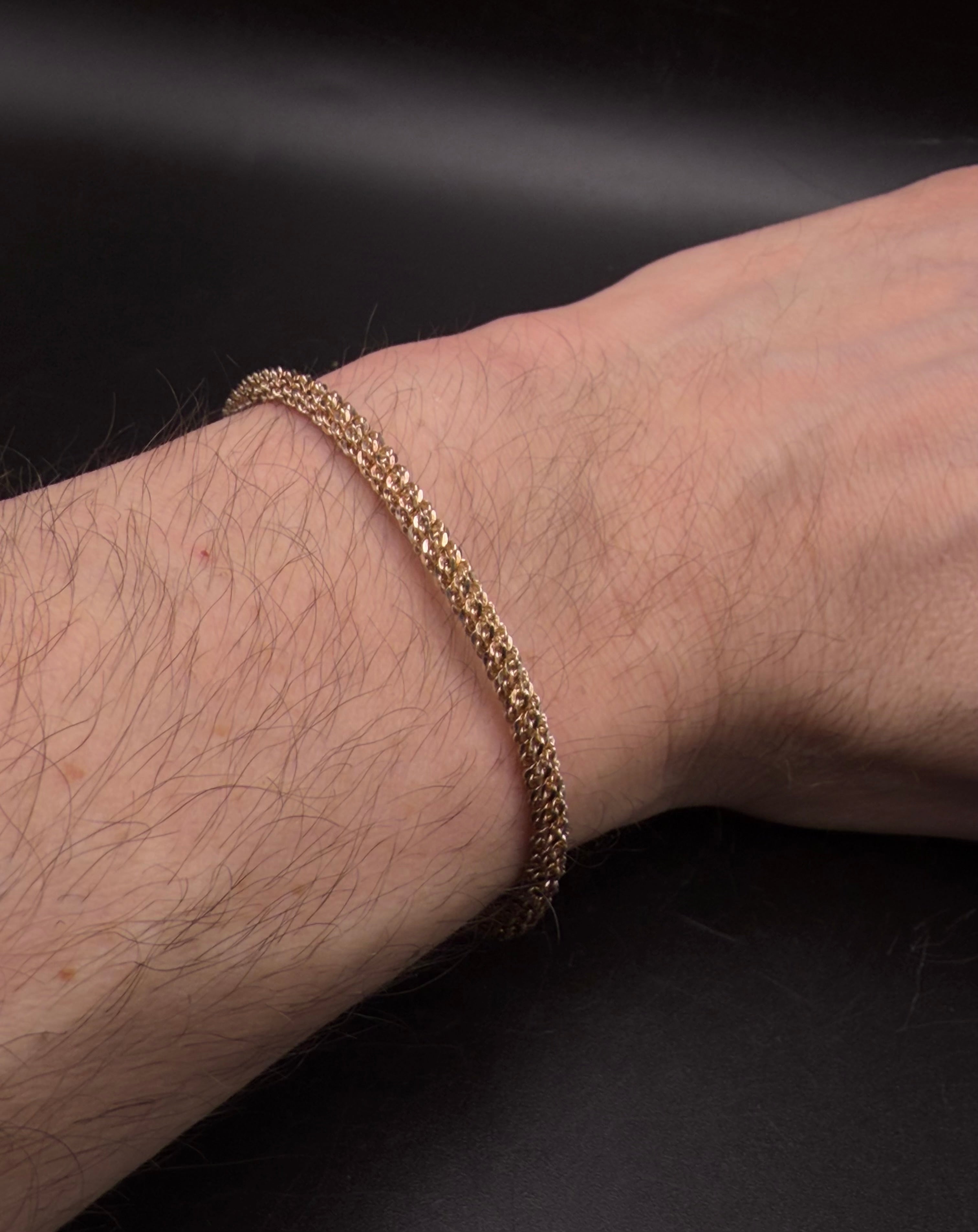 Vintage Gold Tone Sterling Silver Margarita Chain Italian Bracelet - 7.5"
