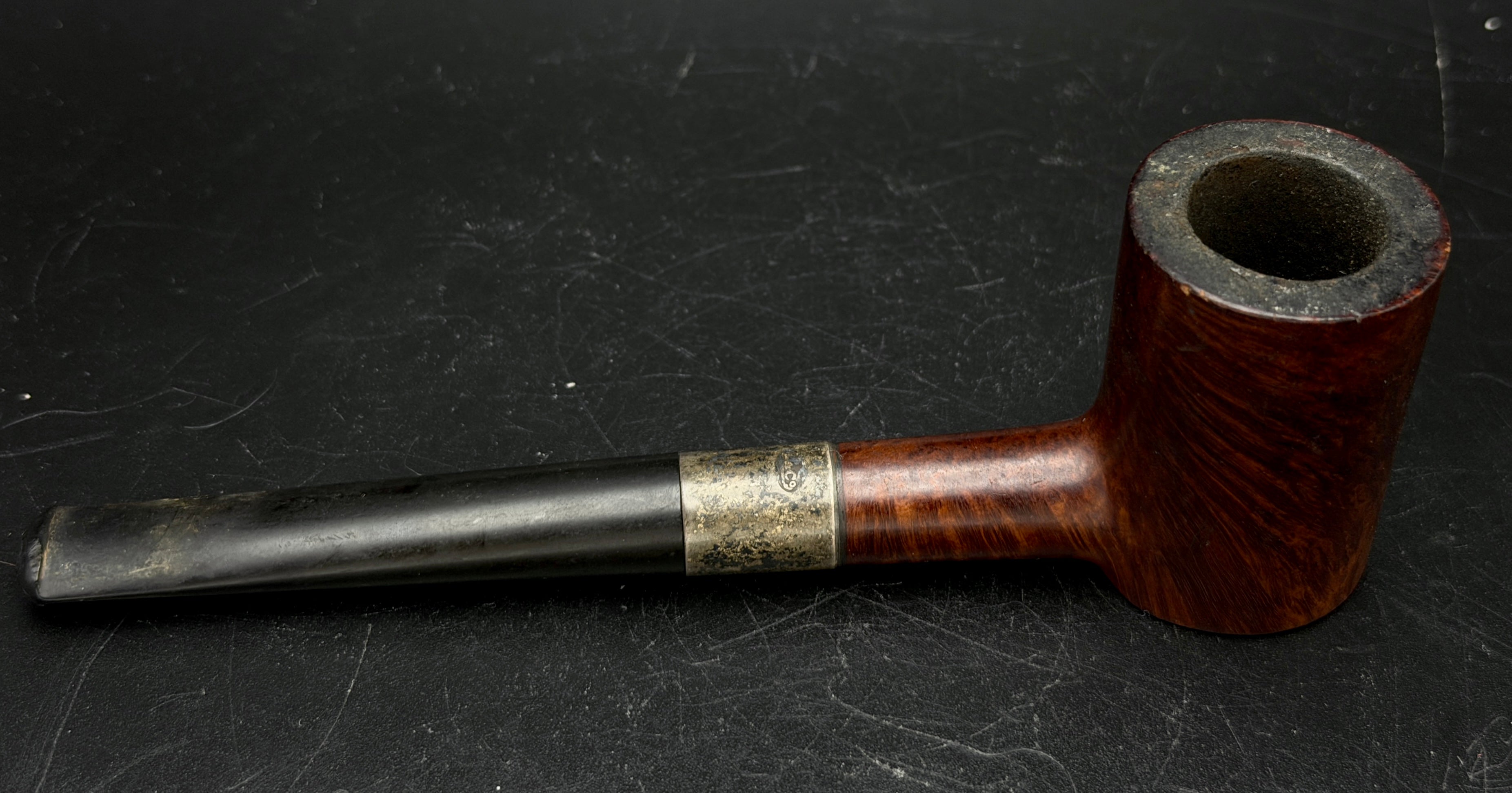 Loewe & Co. - Vintage Poker Style Smoking Pipe with Sterling Silver Band