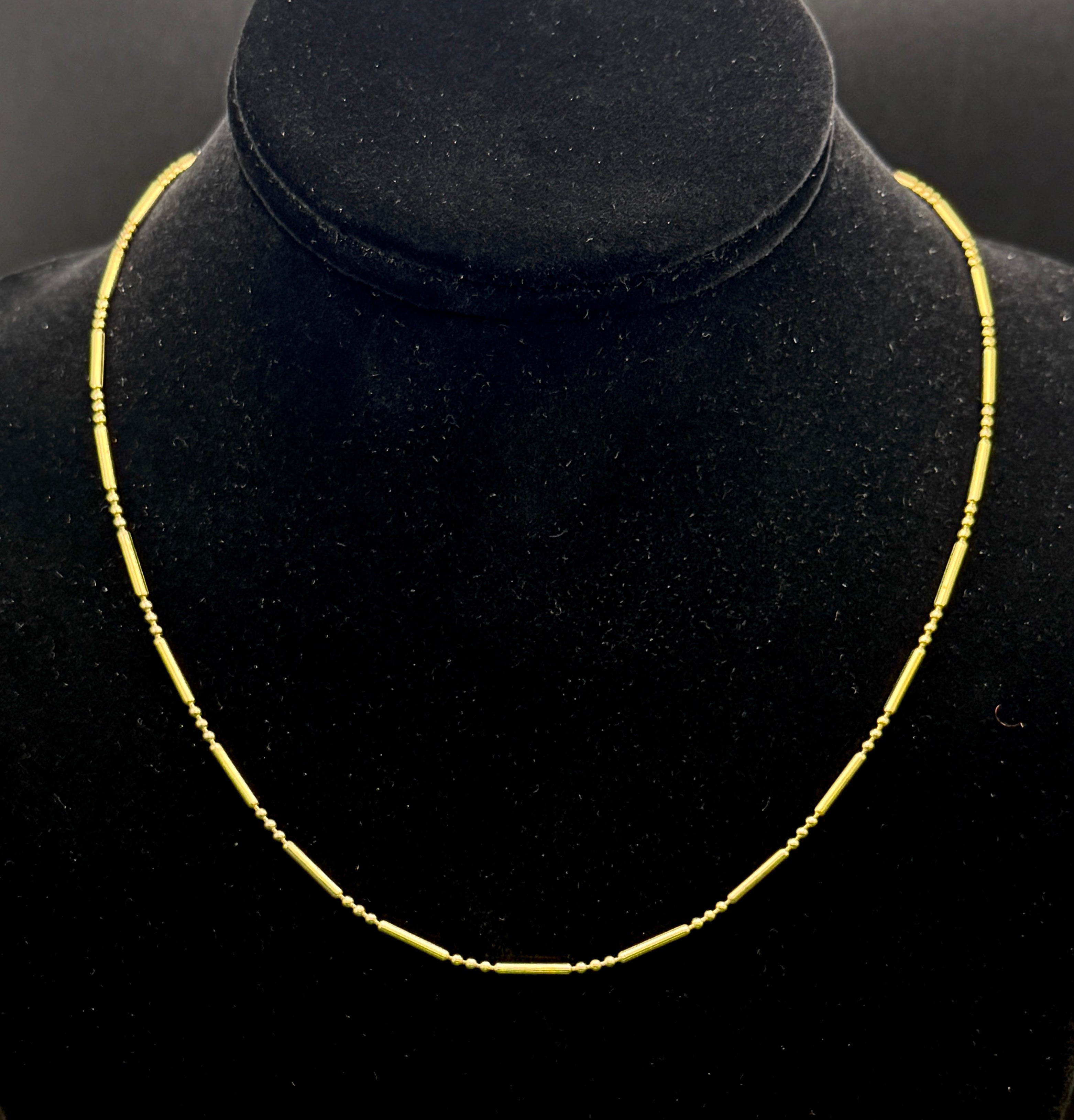 Vintage Italian Gold Tone Sterling Silver Ball and Tube Link Chain Necklace - 17.75"