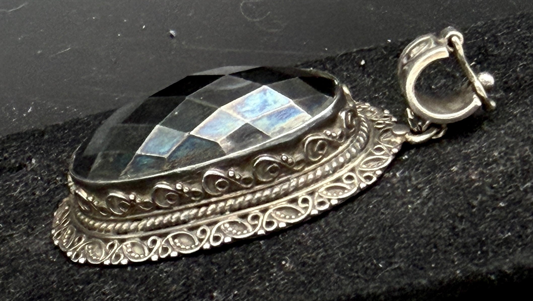 Vintage Handmade Sterling Silver Faceted Magnet Pendant
