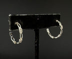 Vintage Sterling Silver and Diamonds Open Hoop Earrings