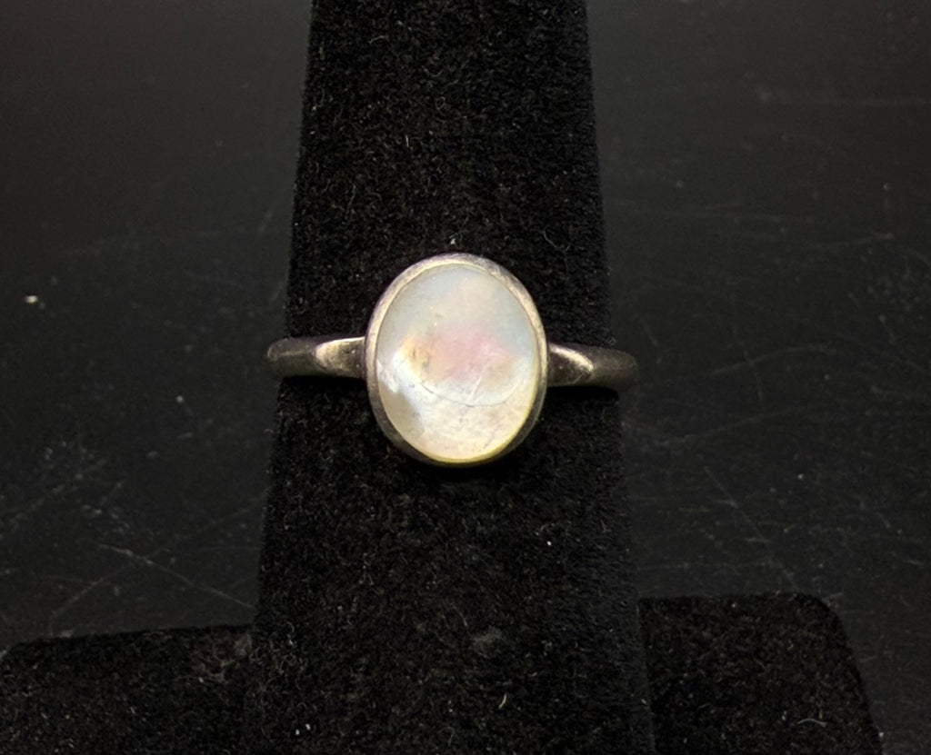 Vintage Sterling Silver Mother of Pearl Ring - Size 6