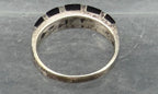 Vintage Handmade Inlaid Black Onyx Sterling Silver Band - Size 7.25