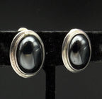 Vintage Magnetite Sterling Silver Clip On Earrings
