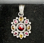 Judith Ripka - Vintage Garnets and Citrine Sterling Silver Pendant