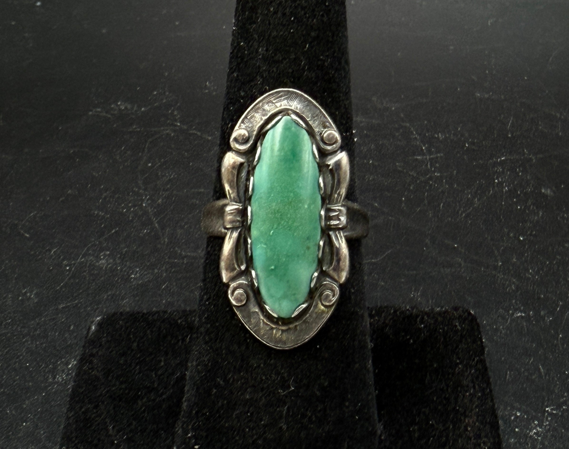 Bell Trading Post - Vintage Sterling Silver with Green Turquoise Ring - Size 7