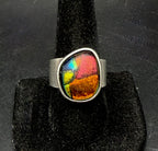 Vintage Handmade Sterling Silver Dichroic Glass Ring - Size 9.25