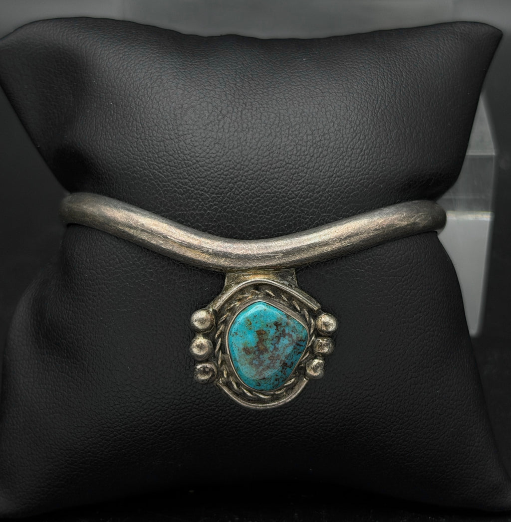Vintage Handmade Turquoise Sterling Silver Cuff Bracelet