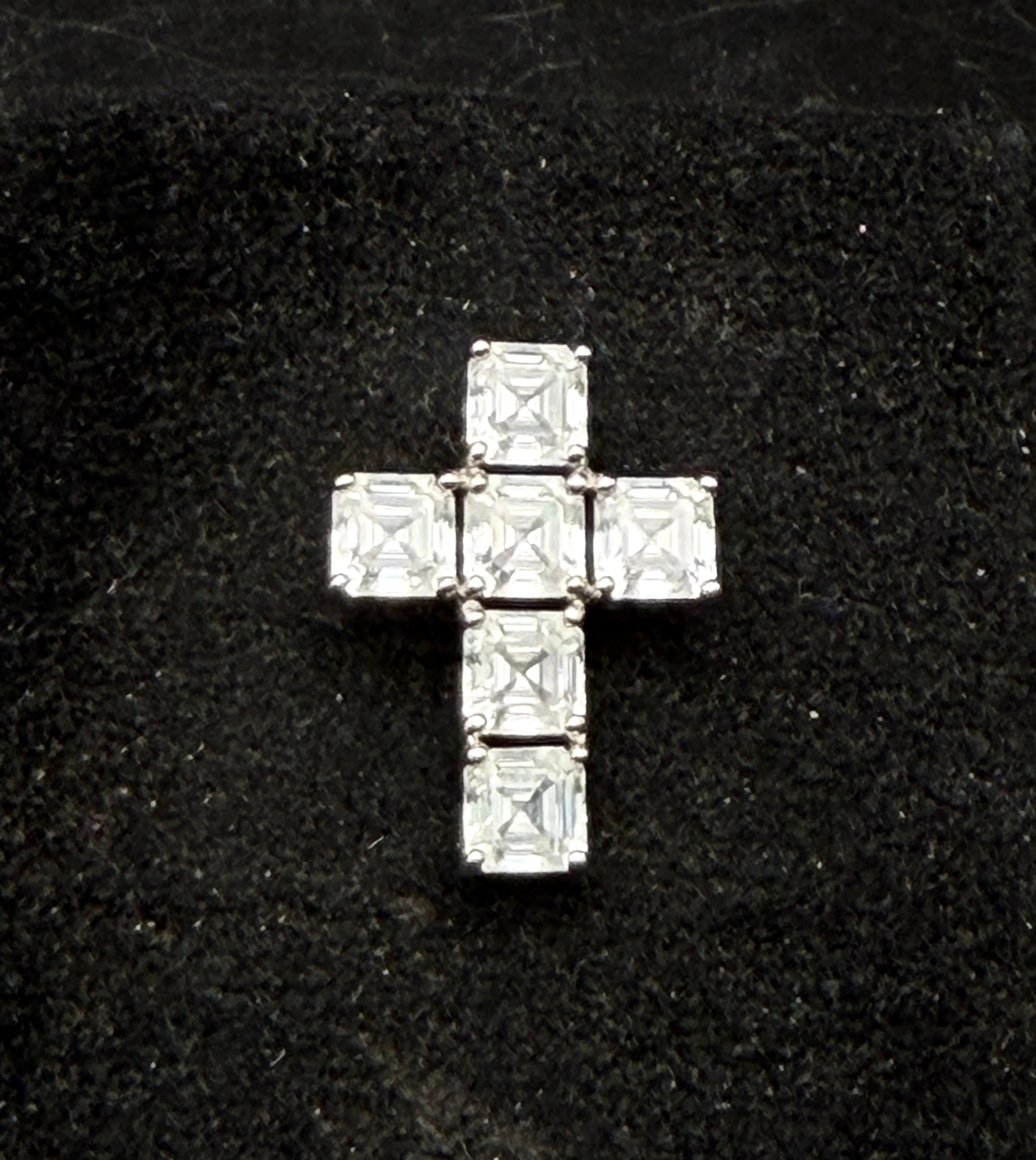 Daniel K - Vintage Asscher Cut CZ Sterling Silver Cross Pendant