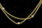 Judith Ripka- Vintage Gold Tone Sterling Silver CZ Station Chain Necklace - 35.5"