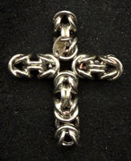 Vintage Handmade Sterling Silver Italian Byzantine Link Cross Pendant