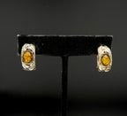 Vintage Amber Sterling Silver Huggie Earrings