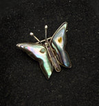 Vintage Handmade Sterling Silver and Abalone Shell Butterfly Brooch
