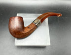 G.F.B. - Antique "Imperial" Bent Egg Pipe with Sterling Band, Amber Stem, Leather Case