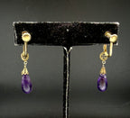 Vintage Handcrafted Silver Amethyst Screw Back Earrings