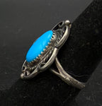Vintage Handmade Turquoise Sterling Silver Ring - Size 6.5