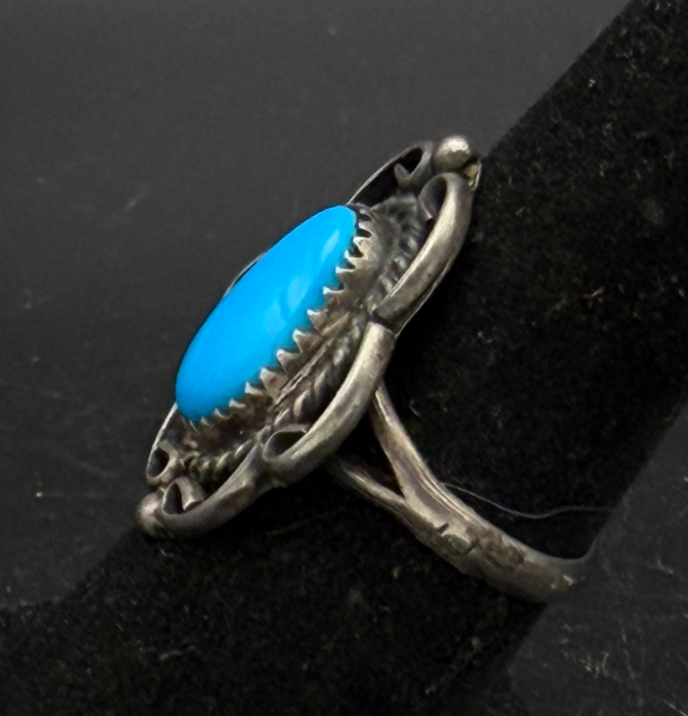 Vintage Handmade Turquoise Sterling Silver Ring - Size 6.5