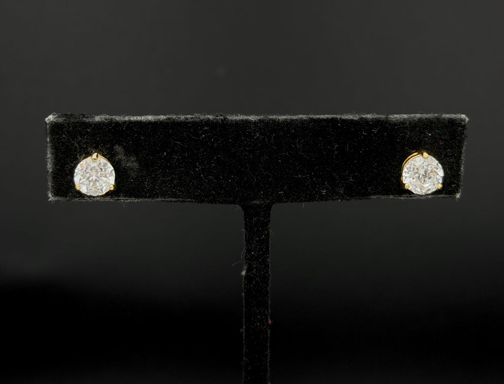 Ross-Simons - Gold Tone CZ Sterling Silver Stud Earrings