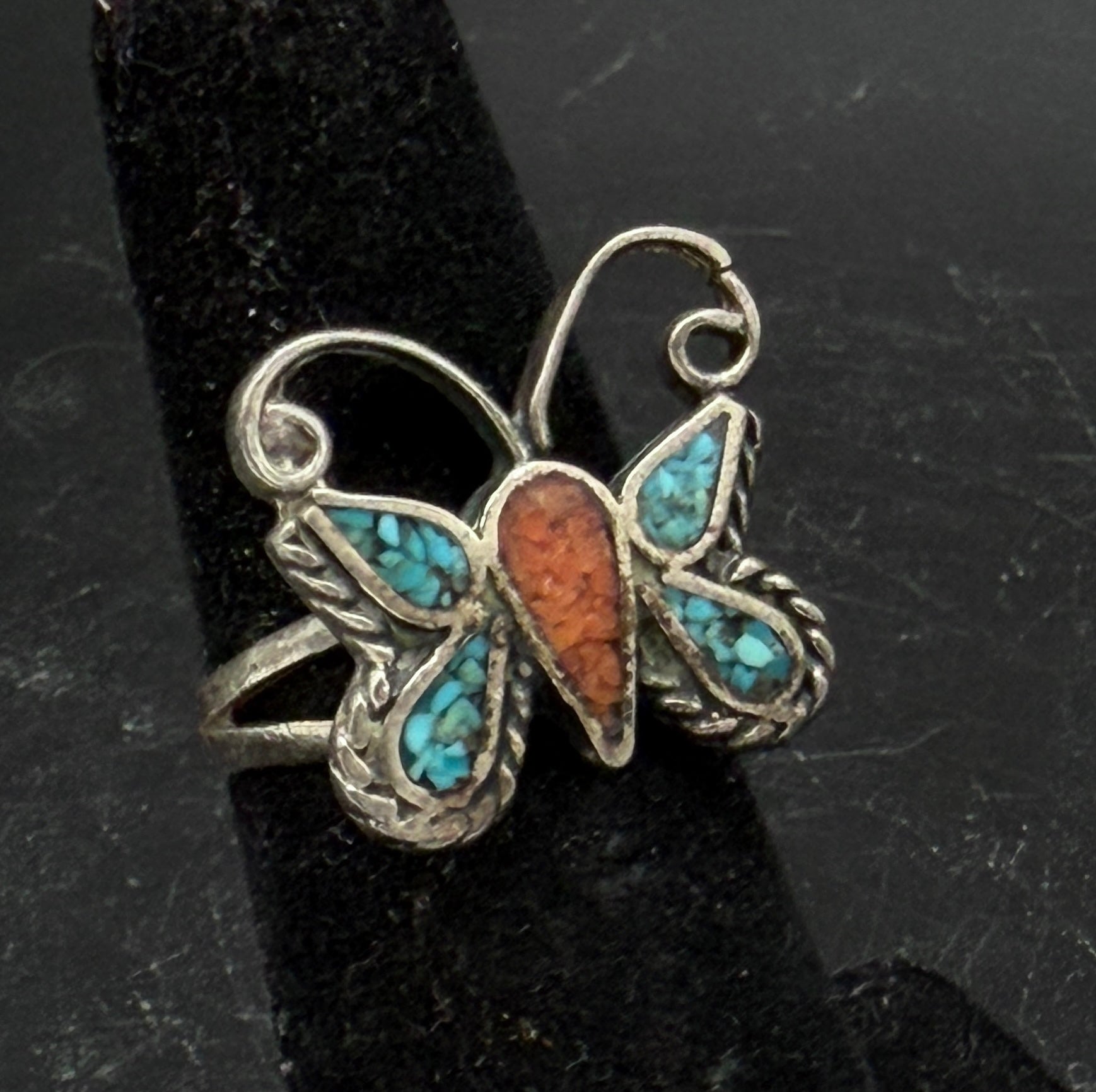Vintage Handmade Butterfly Sterling Silver Ring - Size 5