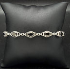 Vintage Black Diamond Sterling Silver Lariat Bracelet