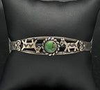 Vintage Handmade Turquoise Sterling Silver Cuff Horse Bracelet
