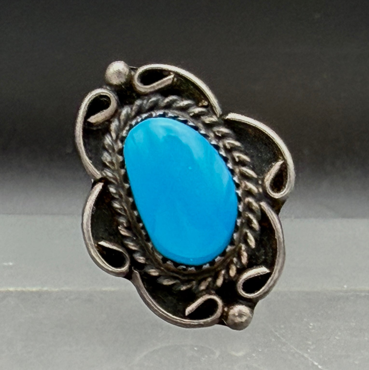 Vintage Handmade Turquoise Sterling Silver Ring - Size 6.5