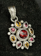 Judith Ripka - Vintage Garnets and Citrine Sterling Silver Pendant