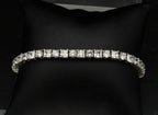 Vintage Princess and Round Cut CZ Sterling Silver Tennis Bracelet - 8"