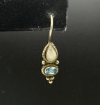 Vintage Handmade Moonstone and Blue Topaz Sterling Silver Earrings