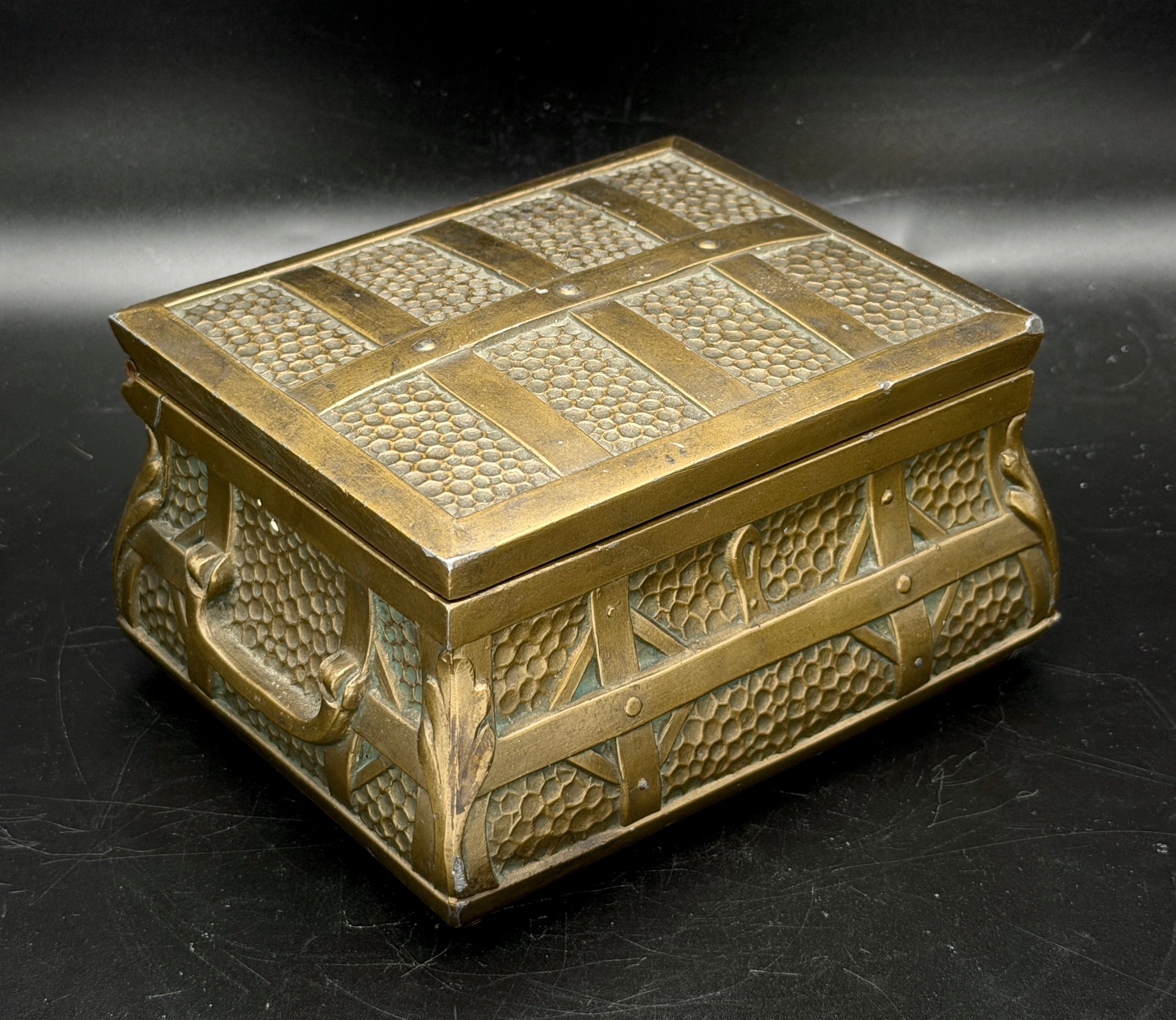 Vintage Bronze Tone Metal Pirate Chest Cigarette Box