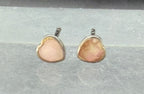 Vintage Pink Mother of Pearl Sterling Silver Heart Stud Earrings