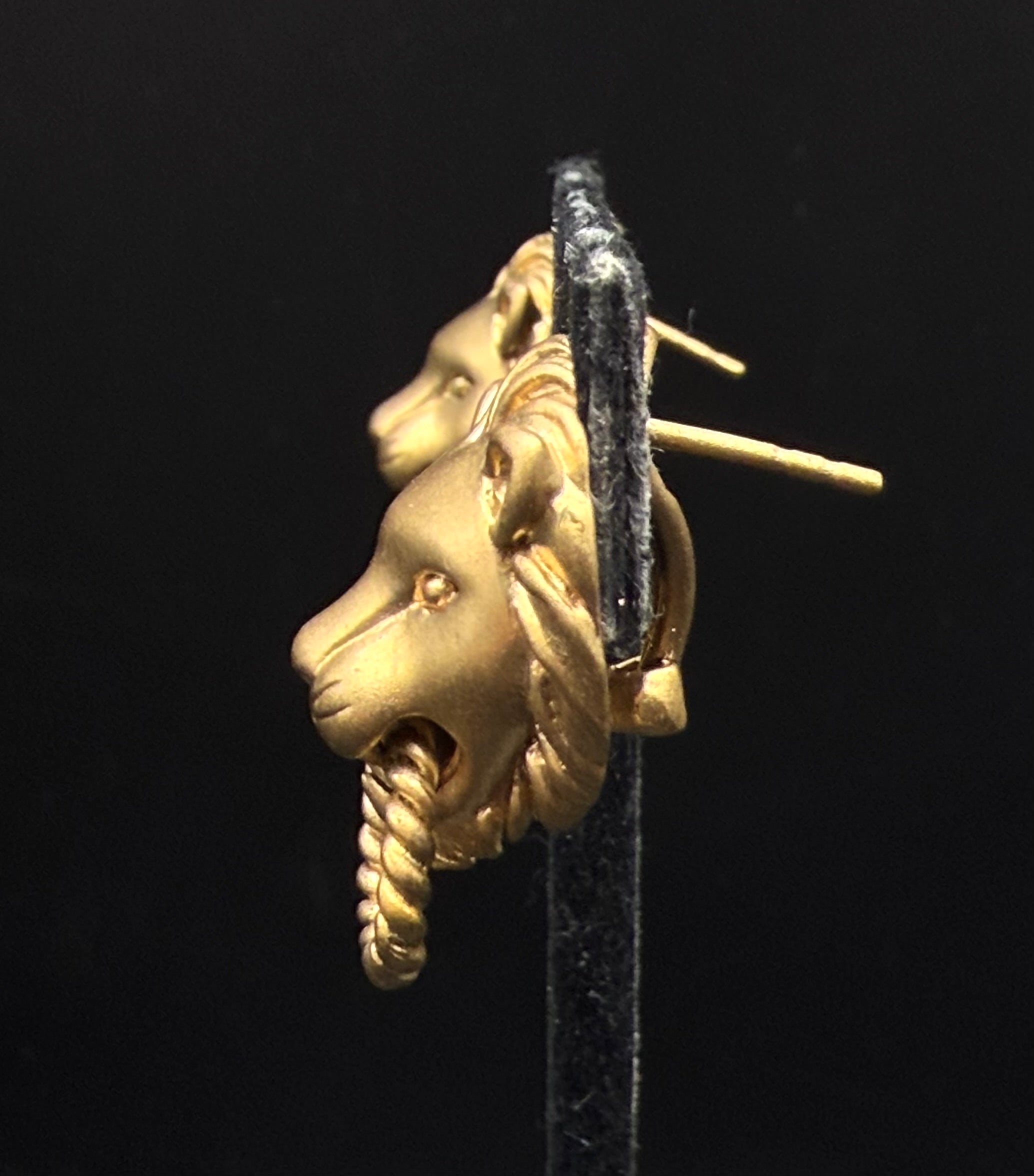 Vintage Gold Tone Sterling Silver Lion's Head Knockers Earrings