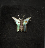 Vintage Handmade Sterling Silver and Abalone Shell Butterfly Brooch