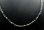 Vintage Faceted Black Crystal Bead Necklace with Sterling Silver Clasp - 17.5"