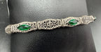 Antique Art Deco Sterling Silver Filigree Style Bracelet - 7.25" BROKEN CLASP